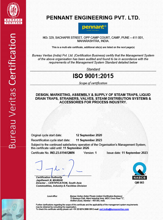 About Pennant 9 iso certificate 2023 img